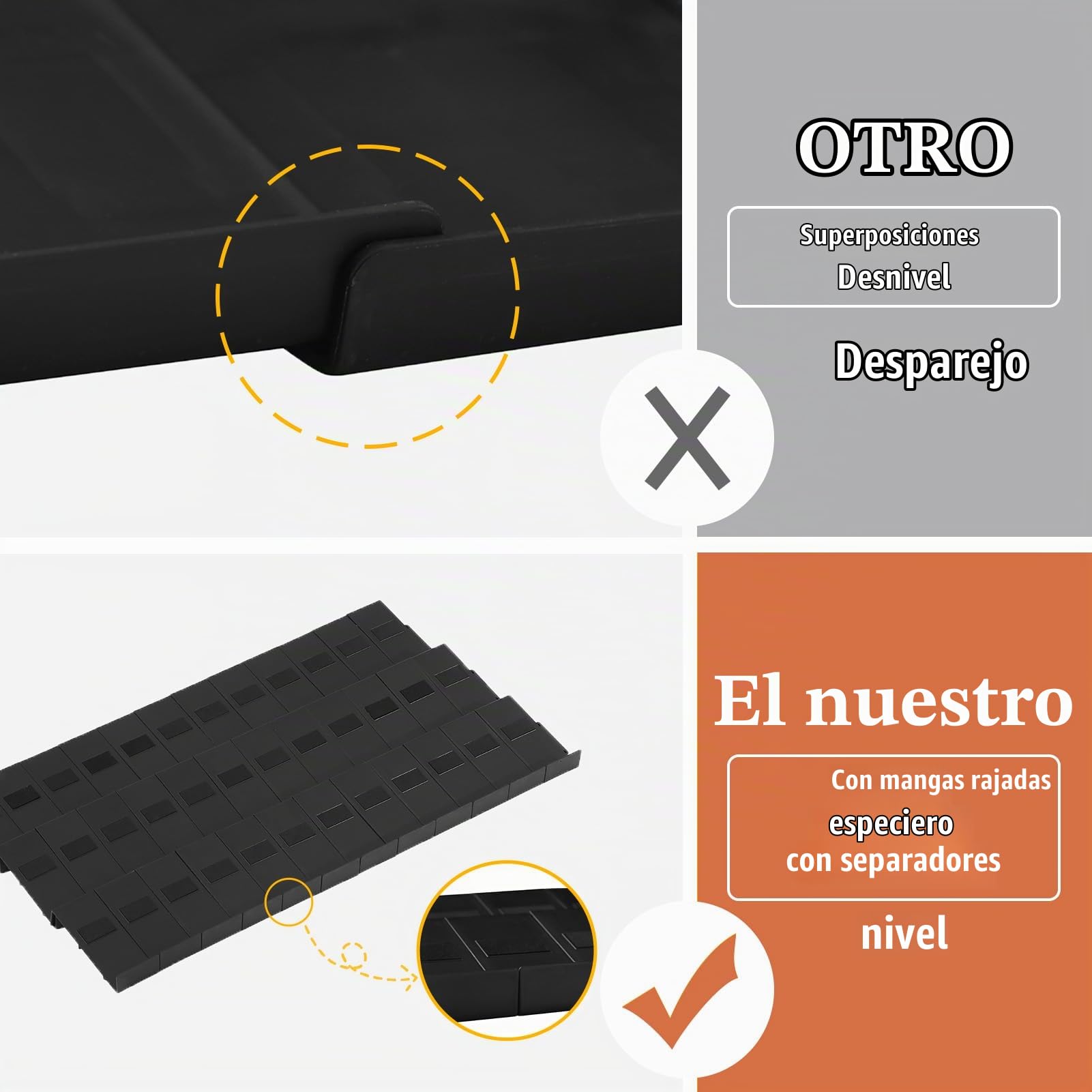 Famhap 24 Especiero de Cajón Con 24 Botes Especias, piezas Bandeja para Cajones de Cocina, Cajón para Especias Colocable para Frascos de Especias