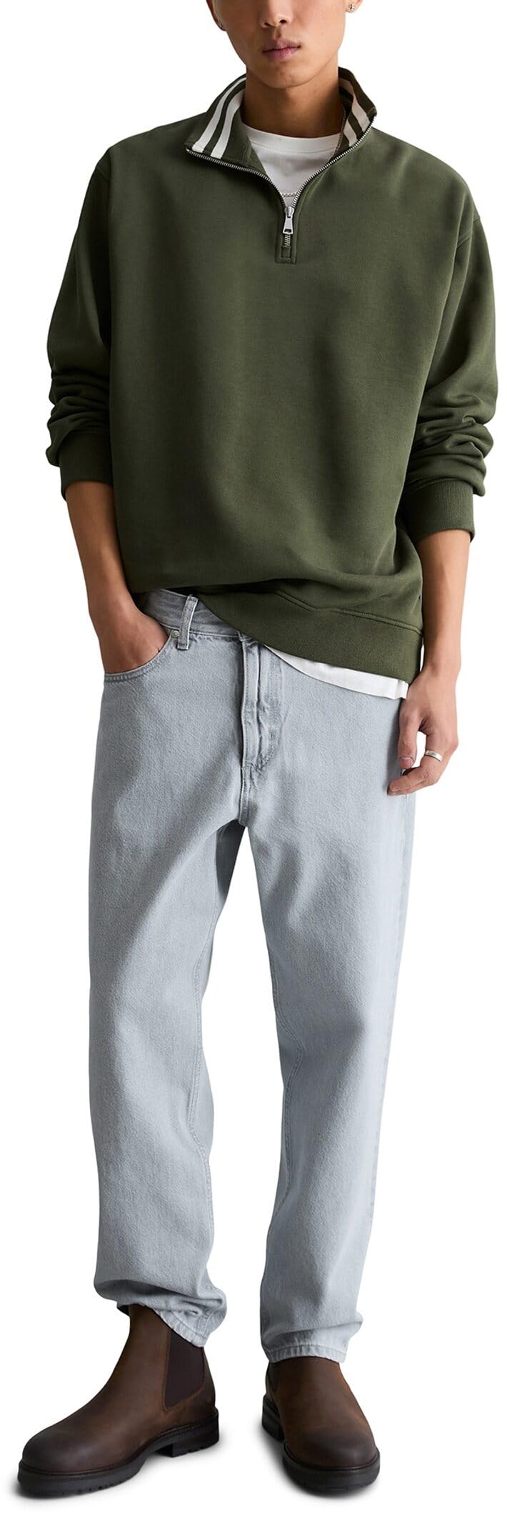 Marc OߴPolo Denim Uomo Maglia Troyer in Cotone bio Relaxed Fit
