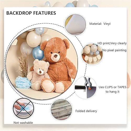 Miniatura 5 de Bear Newbown - Globo de ruptura de pastel de primer cumpleaños, decoración de fondo de bebé, estudio fotográfico, cartel de fiesta de primer