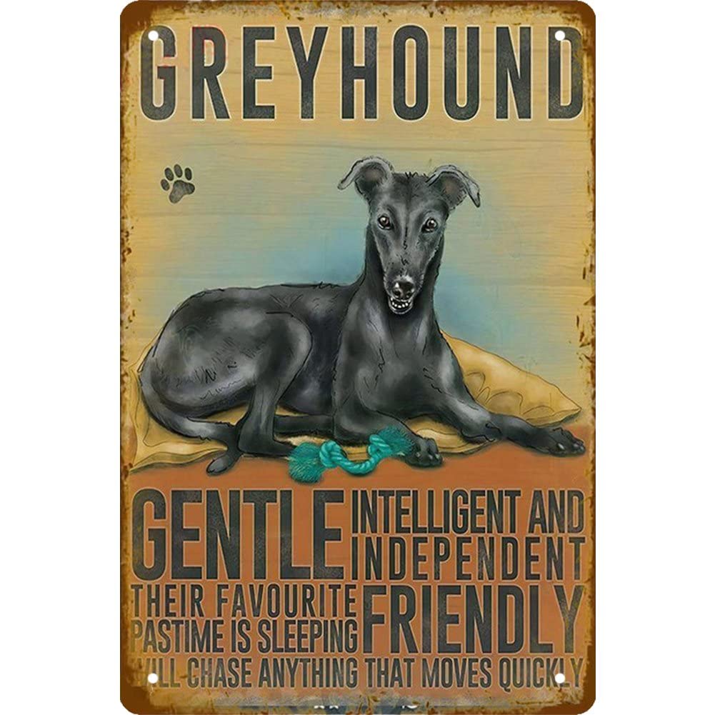 Matlpats Greyhound Dog Vintage Tin Signs Funny Metel Decorative Signs - Retro Wall Decor Home Wall Signs 6X8 Inch