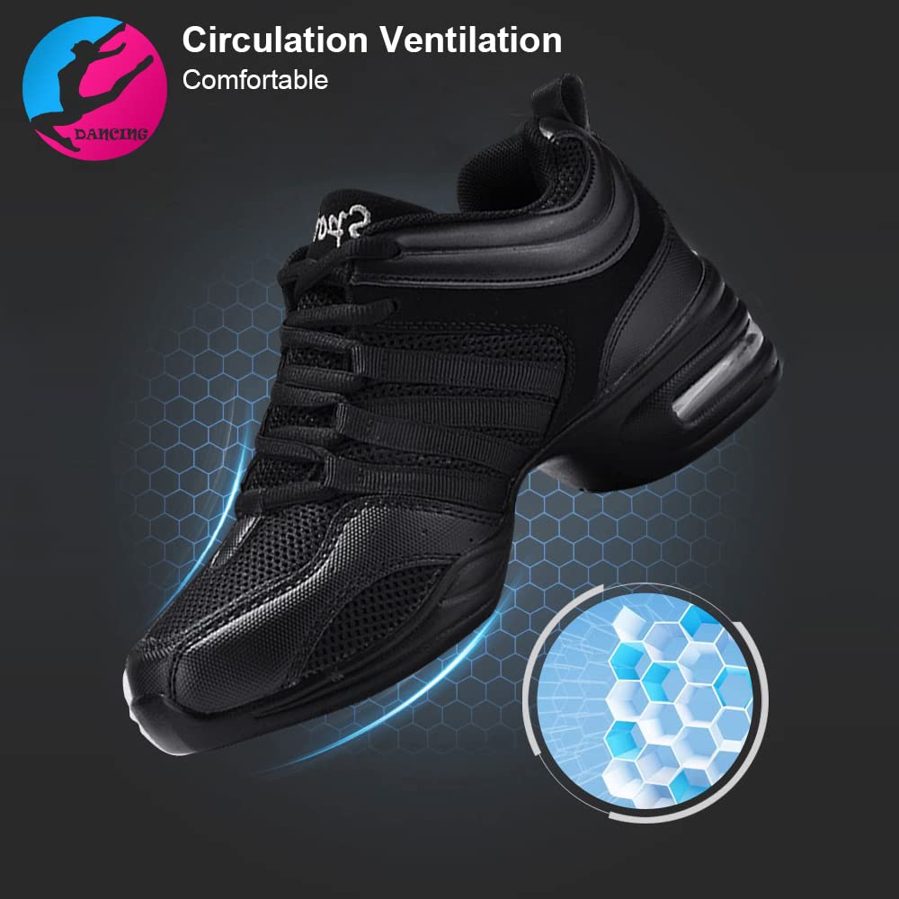 Padgene Scarpe Jazz Donna Scarpe da Ginnastica Lacci Cuscino Traspirante Signore Suole Divise Scarpe da Danza a Camminare Sportive