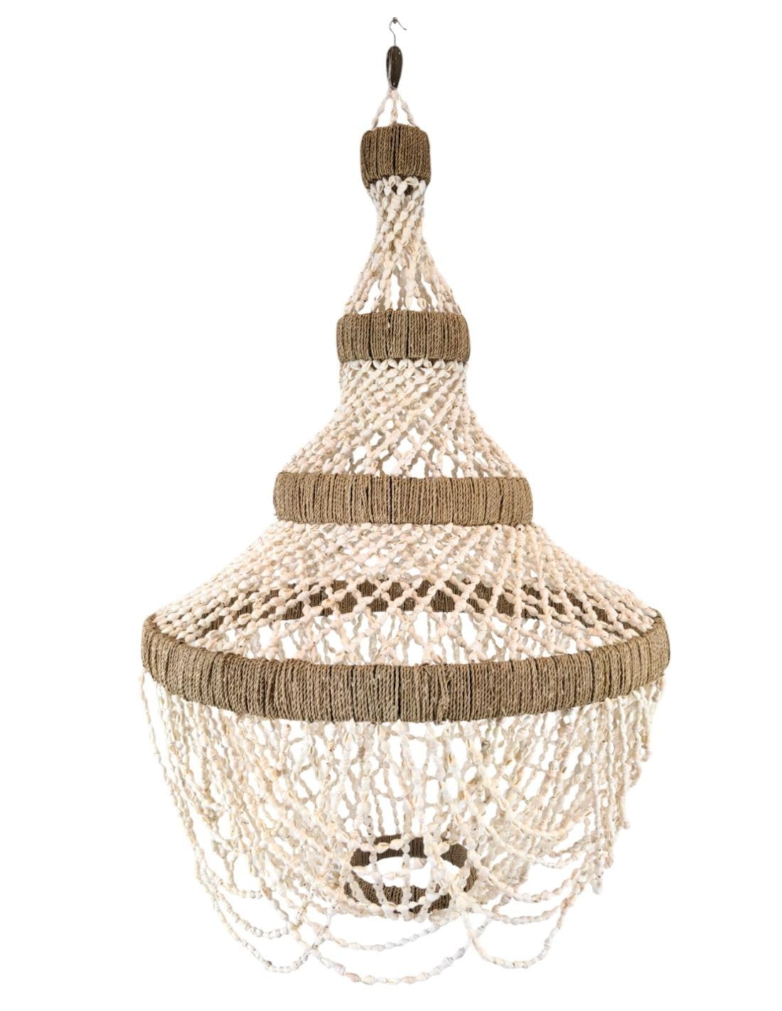 Lustre balinais Mareva plafonnier suspension coquillages naturels bohème 40cm