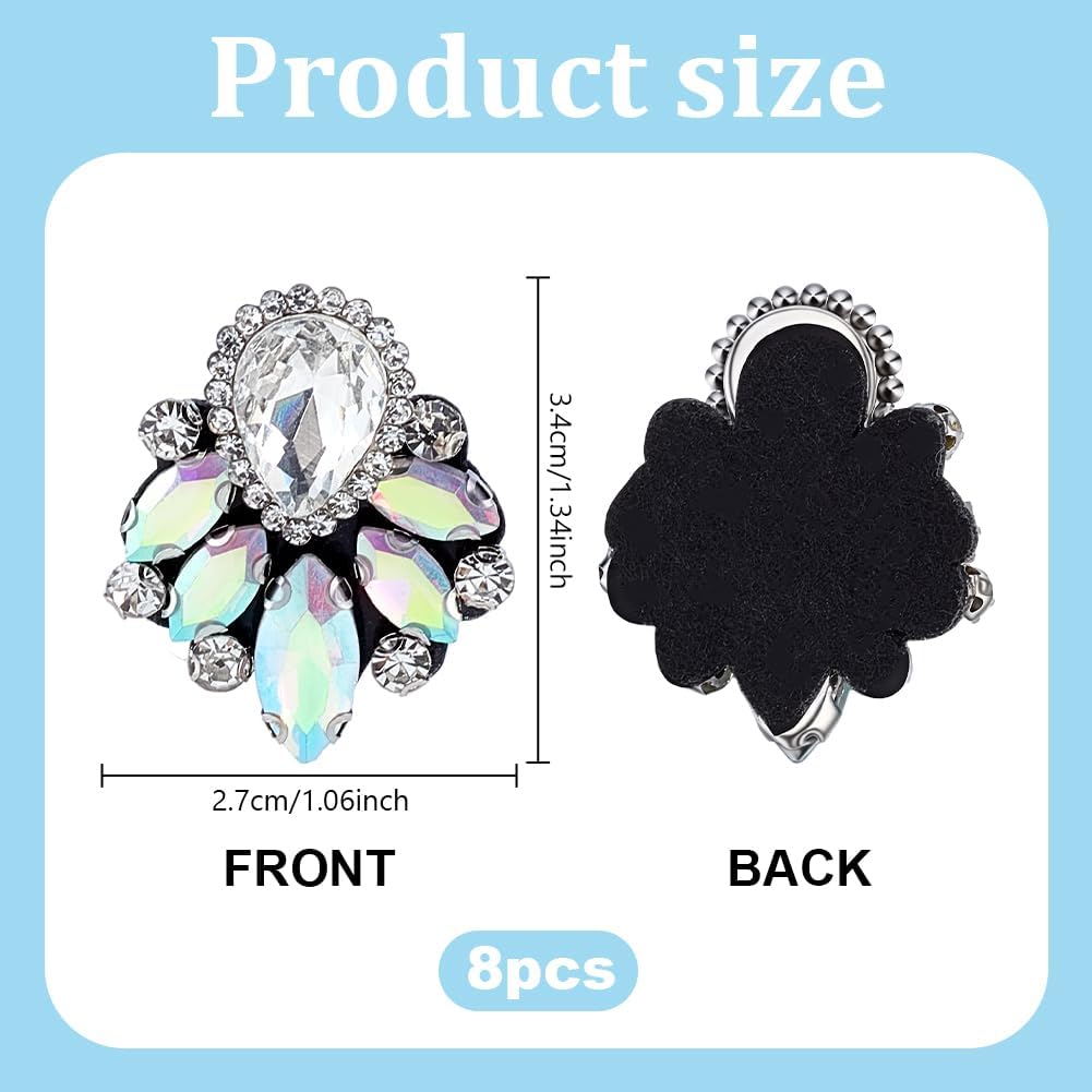 PH PandaHall 8pcs Glass Crystal Rhinestone Applique Patches 1.3x1 inch AB Color Water Drop Sew on Patch Beaded Patches Multicolor Gems for Crafting DIY Sewing Clothing Jacket Bag Purse Decoration