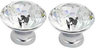 New Lon0167 2pcs Clear Sparkle Plastic Crystal Cabinet Cabinet Dresser Drawer Door Cabinet Round Shape Pull Knob Handle 3cm 1.2" Dia(2 stücke Clear Sparkle Kunststoff Crystal Schrank Schrank Kommode