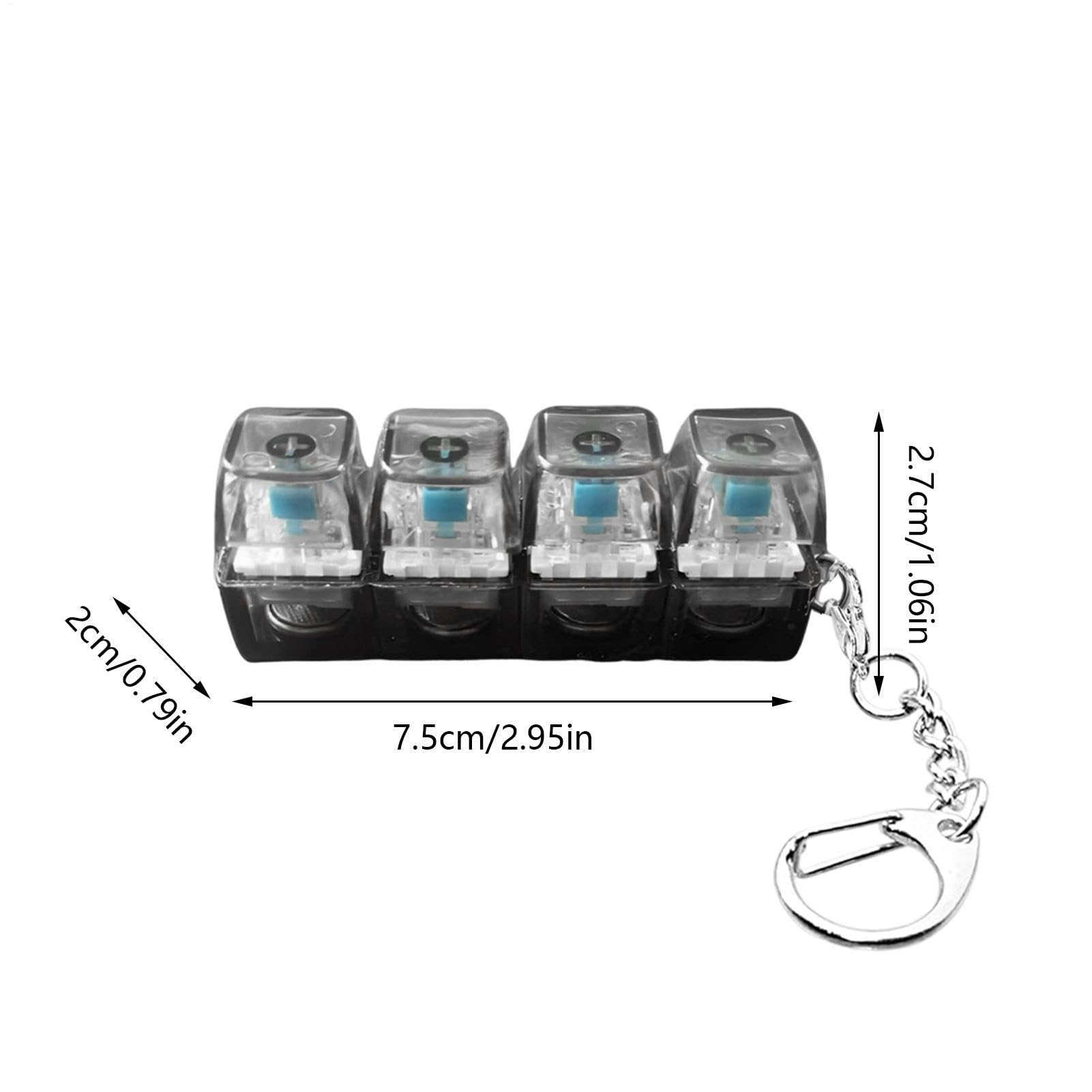 Porte-clés Clavier Anti-stress Avec Lumières – 4 Touches Cliquables, Effet Mécanique, Miniature, Noir – Pour Adultes Et Enfants
