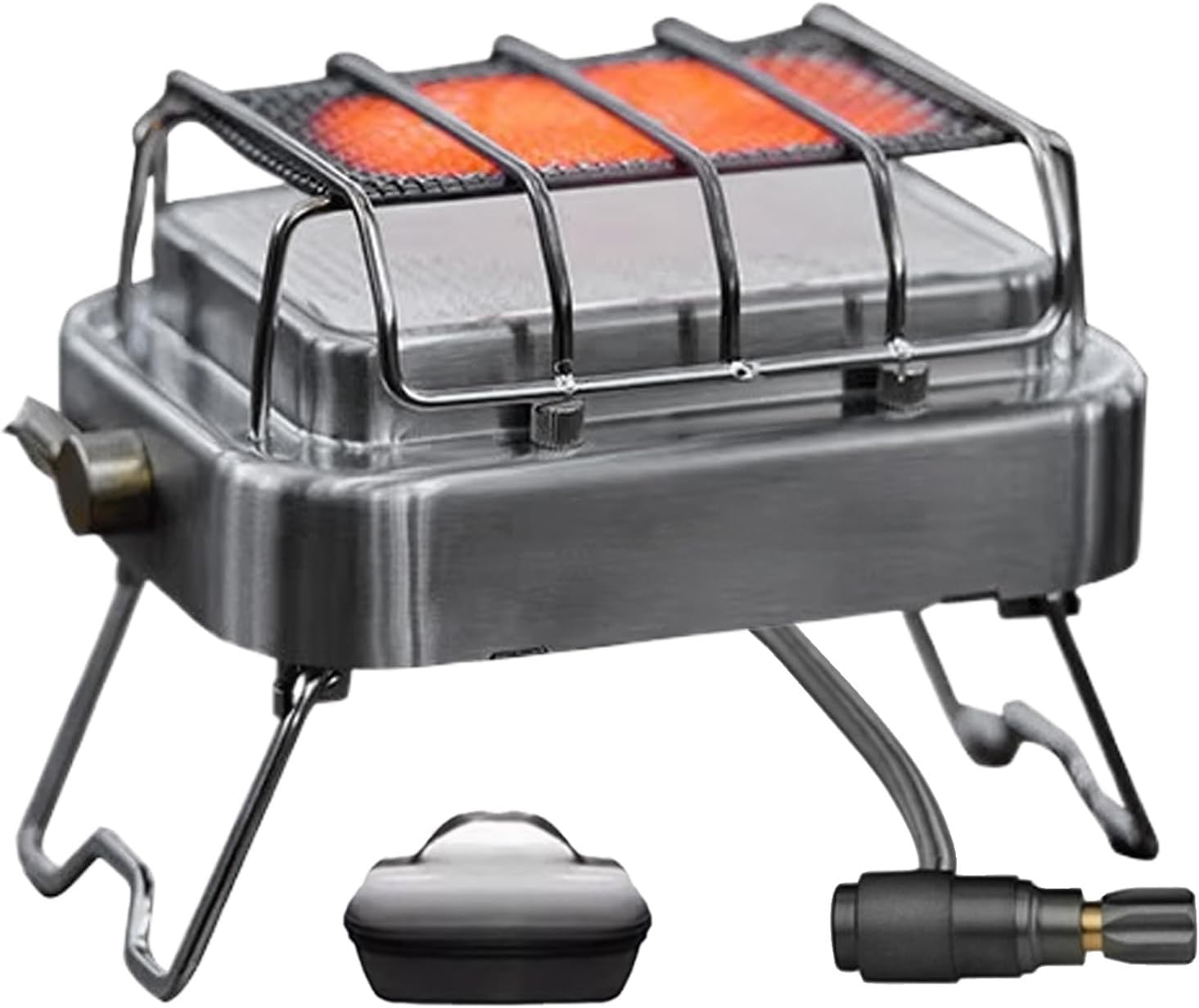 Portable Camp Heater - 2-in-1 Tent Stove Warmer, Outdoor Cooking Device with Flame, Hiking Gear Look with Heat, Patio Utility Equipment, Multi-Purpose Heater for Garage, Fishing, Wildlife Watching