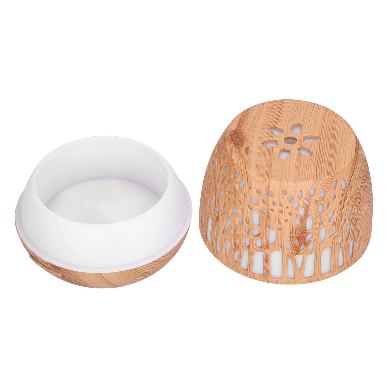 lyrlody Diffuseur d'arômes 400 ML, Diffuseur d'huiles Essentielles PP ABS Grain de Bois, Prise USB avec Brume Silencieuse 36 DB, Lumière 7 Couleurs, Minuterie 8 Heures pour Chambre à Coucher,