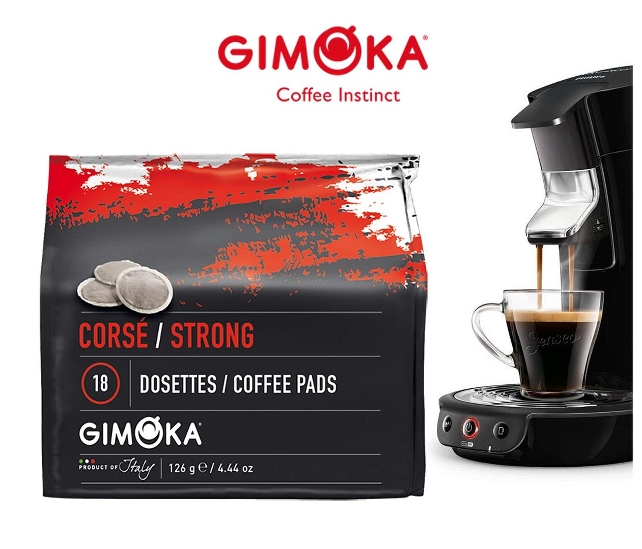 Senseo Coffee Pods Compatible Gimoka Strong 180 Coffee Pads, Dark Roast Intenso Flavour