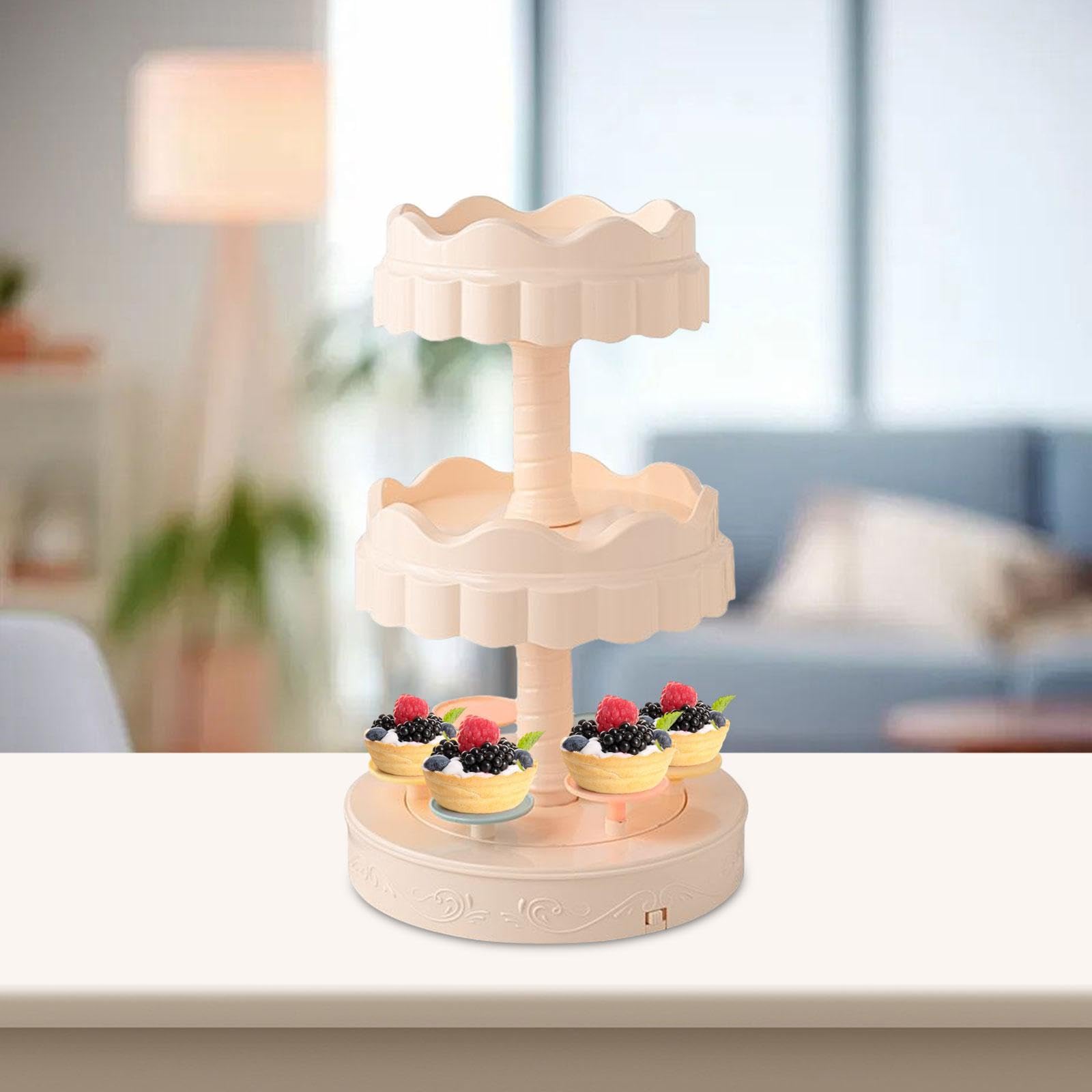 Soporte para Cupcakes Decorativo, Soporte Giratorio Eléctrico de 3 Niveles para Y Postres, Ideal para, Showers Y Decoración, con Música, Individual
