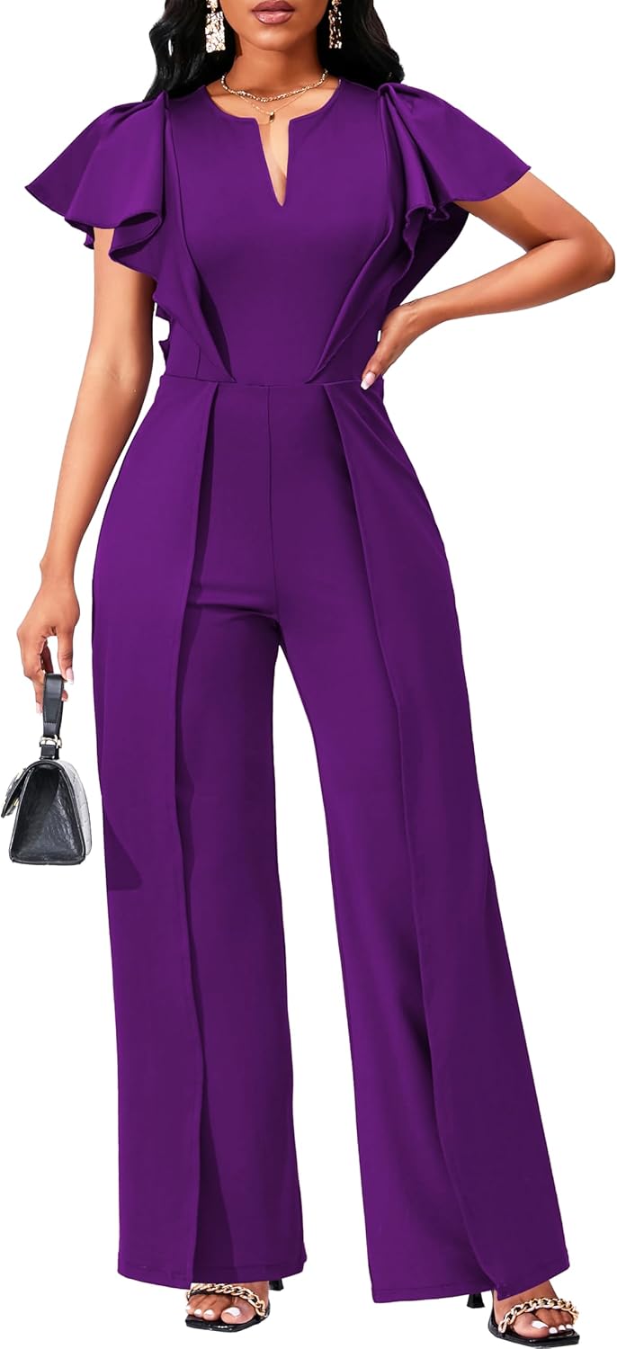 sexycherry Formal Jumpsuit for Women Dressy Elegant Long Straight Pants Jumpsuits for Party Club with Zipper