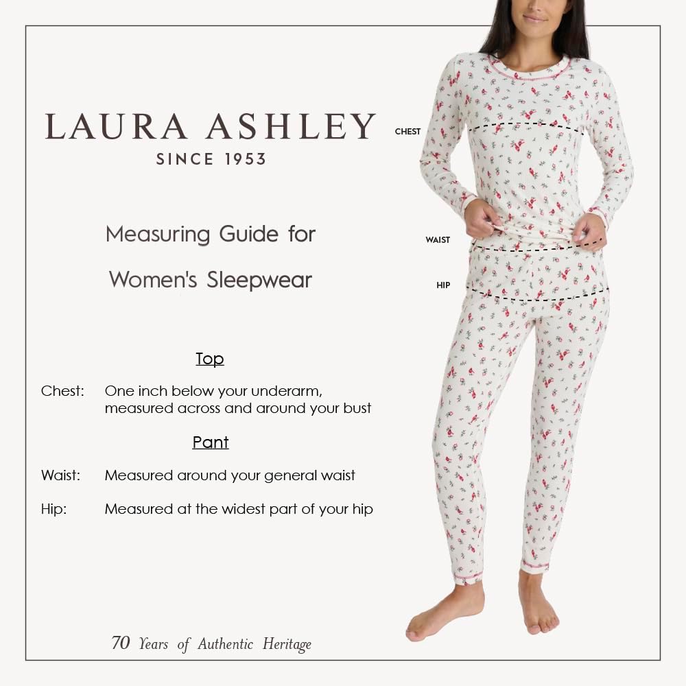 Laura Ashley Women's Thermal Underwear Set- Soft Brushed Waffle Base Layer Long Sleeve Shirt and Legging Set