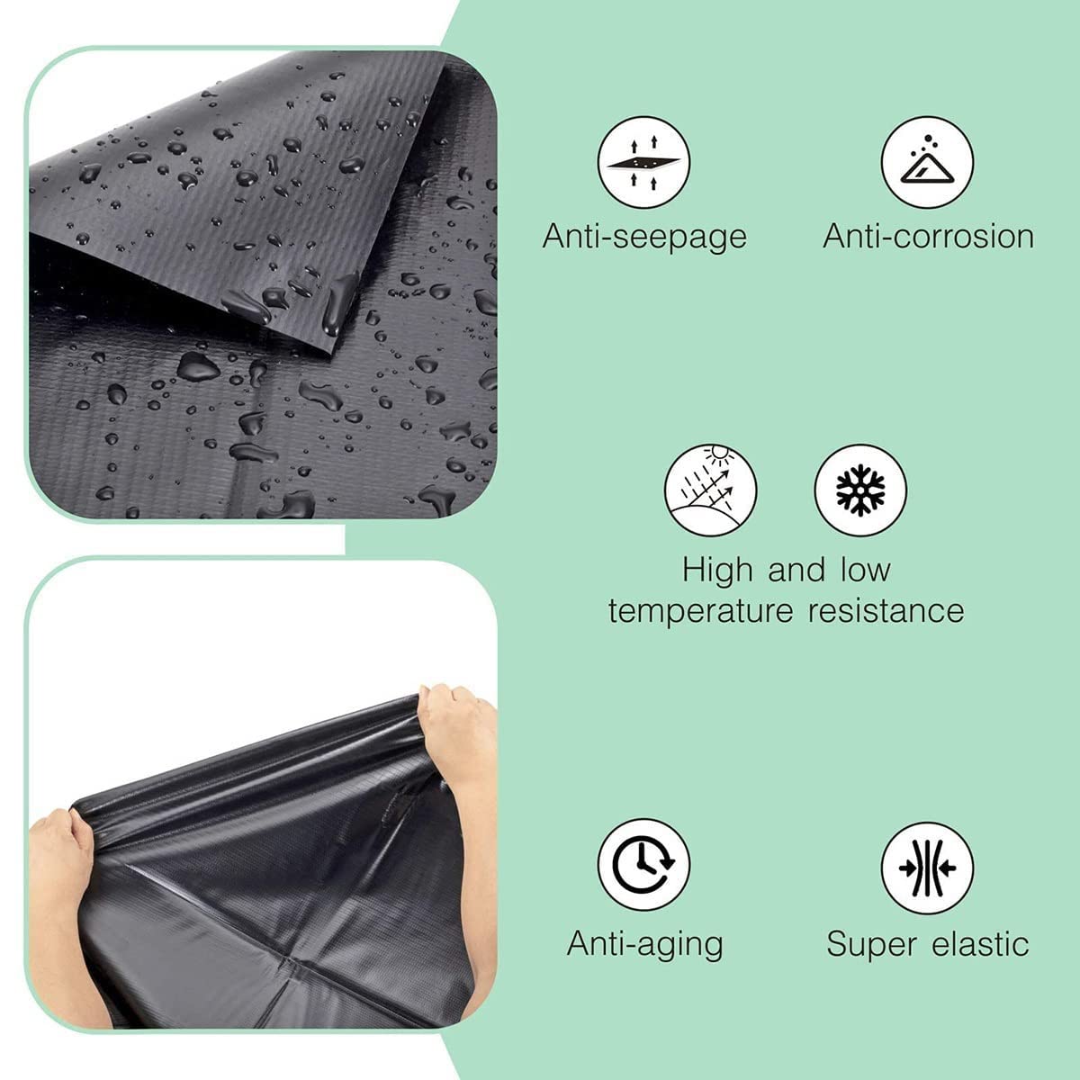 Membrana per laghetto in HDPE, 2 x 2 m, 3 x 5 m, 4 x 8 m, 5 x 10 m, resistente agli strappi, resistente agli strappi, isolamento da giardino per giochi d'acqua e piante acquatiche (dimensioni: 1 x 8 m