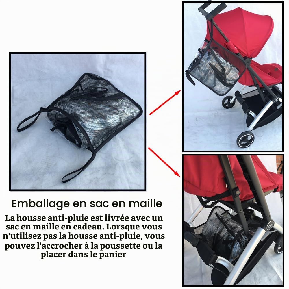 Housse de pluie et vent pour poussette compatible avec poussette GB Pockit, Pockit+, veste de pluie pour poussette... (Fit Pockit Plus All City)
