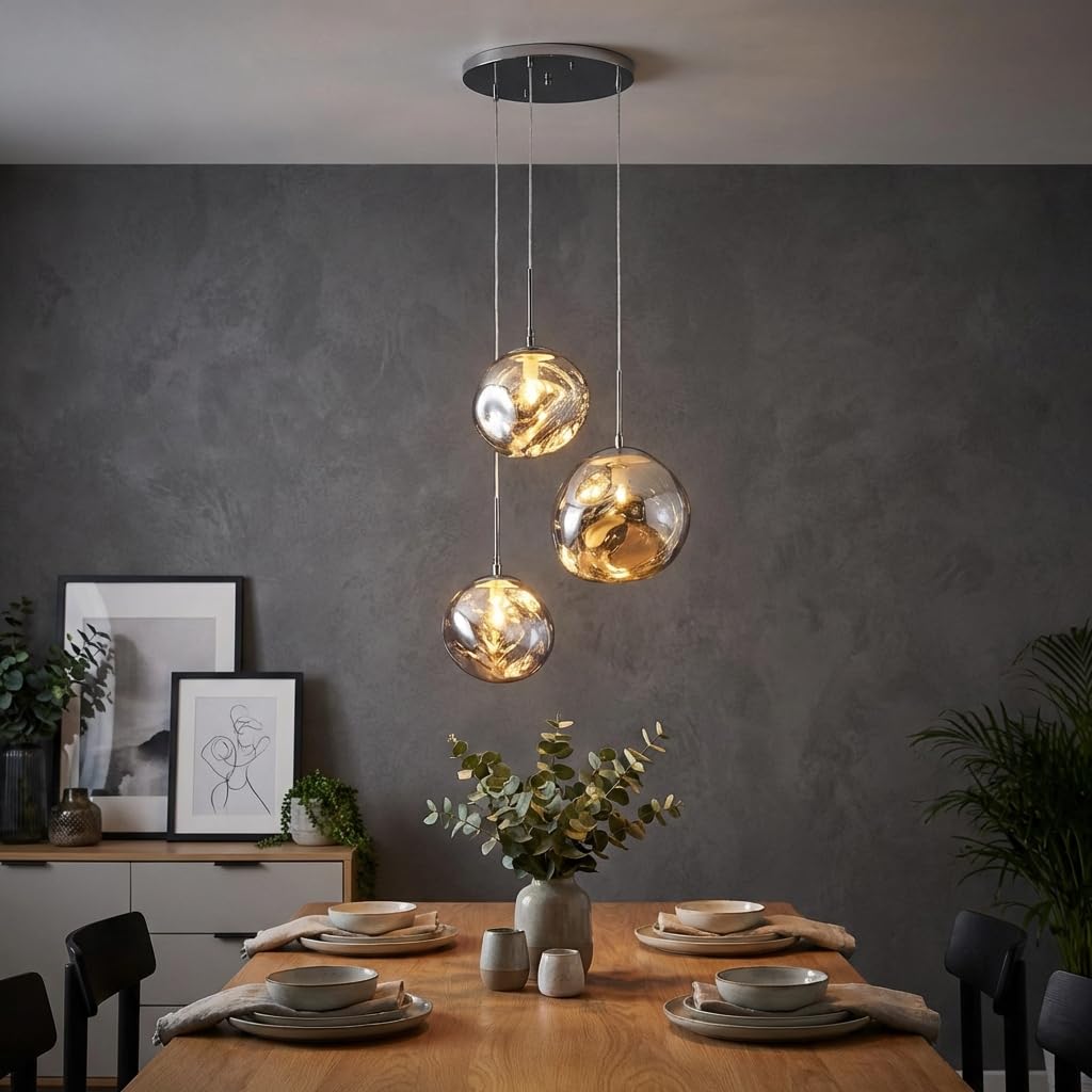 Lampada a sospensione tripla in cristallo "KADNIS" - 3 x E27