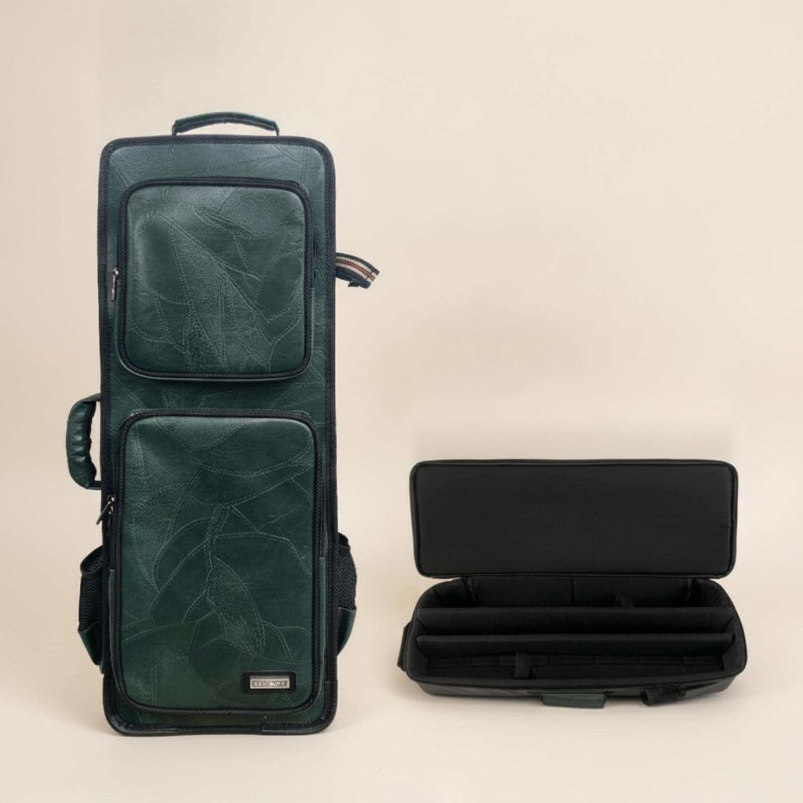 Custodia Imbottita Borsa Impermeabile Zaino per Musicisti, Lungo Con Doppio Divisorio In Similpelle Nera, Array, Nero