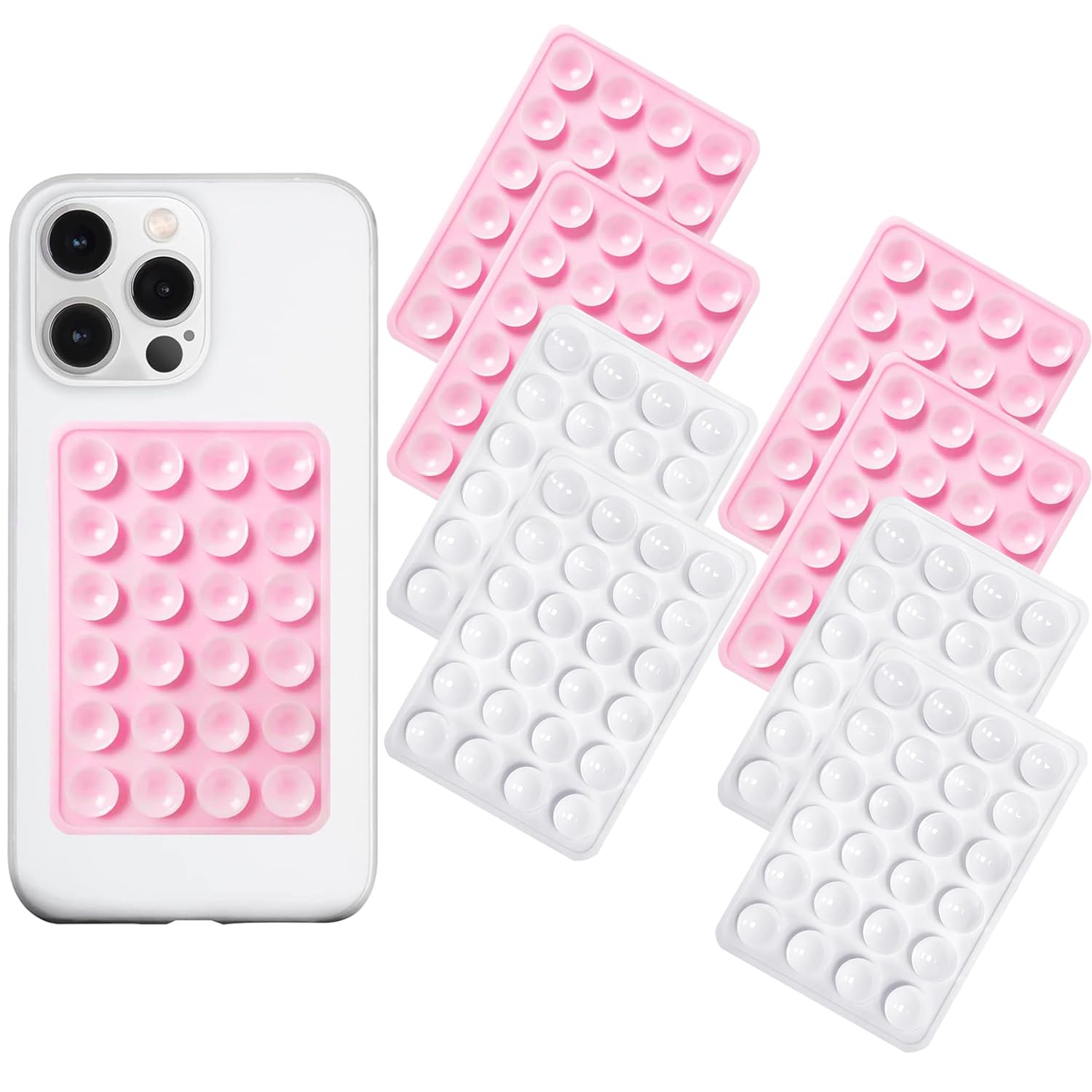 LCHYI 8PCS Silicone Suction Phone Case Adhesive Mount, Hands-Free Strong Sticky Grip Holder Phone Stand Durable Phone Accessories Compatible for Pictures Tiktok Videos Selfies-2.25″x3.25″ (W+P)