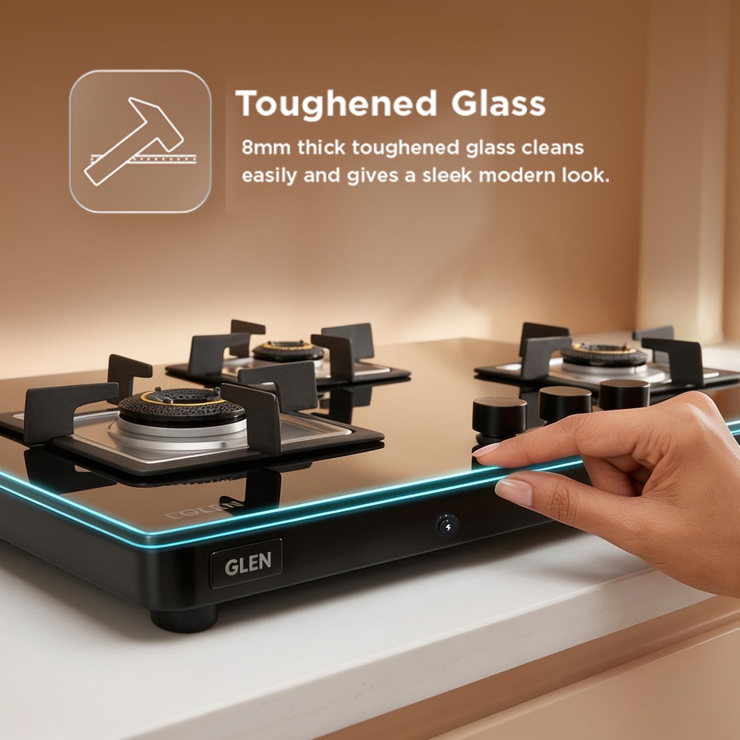 Glen Ultra Slim Gas Stove - 3 Burner, Auto Ignition -7 Glen Ultra Slim Gas Stove - 3 Burner, Auto Ignition -7