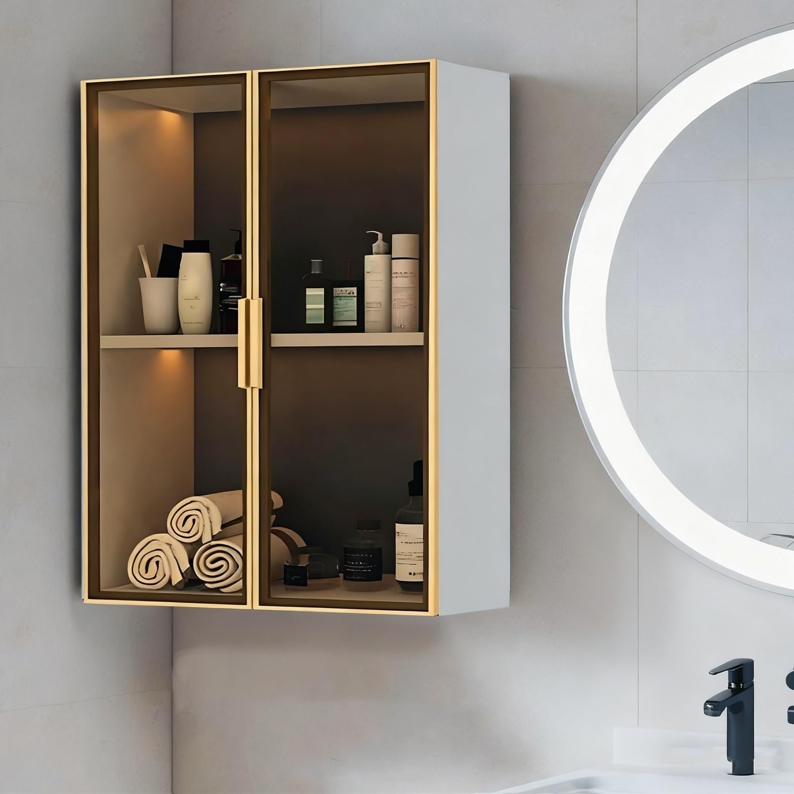 Armadio Mcine a parete in alluminio impermeabile salvaspazio Sto per bagno e cucina 2 porte 2 livelli s porta nizer - letto