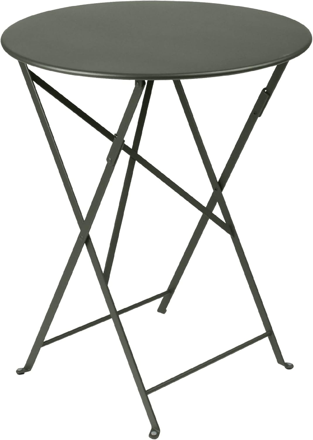 Bistro 24 Round Table - Lacquered Steel Folding Table for Two to Three People - No Parasol Hole - Outdoor & Indoor Use - Rosemary