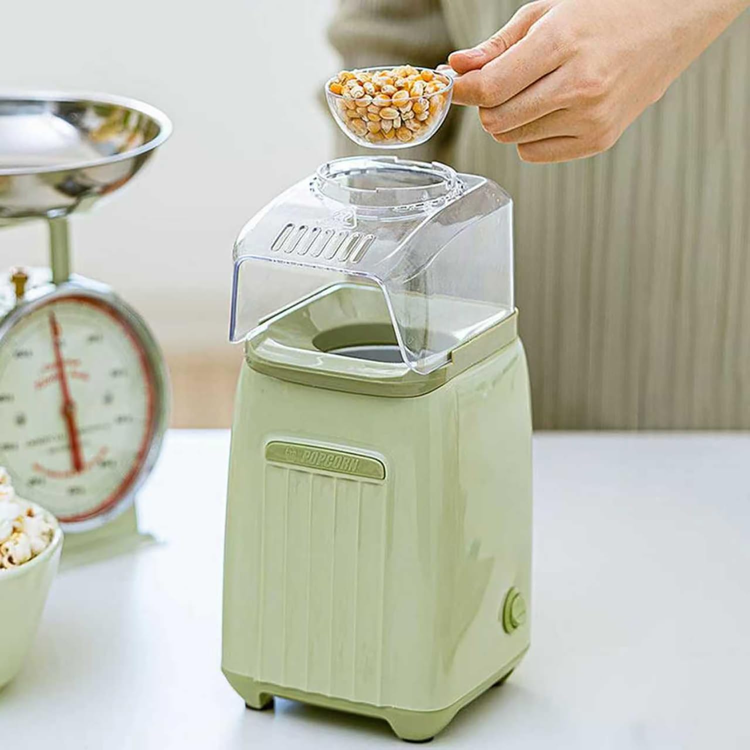 COYEUX Mini maszyna do popcornu, elektryczna maszyna do popcornu, do blatu roboczego, obsługa jednym przyciskiem, równomierne ogrzewanie, do majsterkowania, na imprezy, kemping na świeżym powietrzu