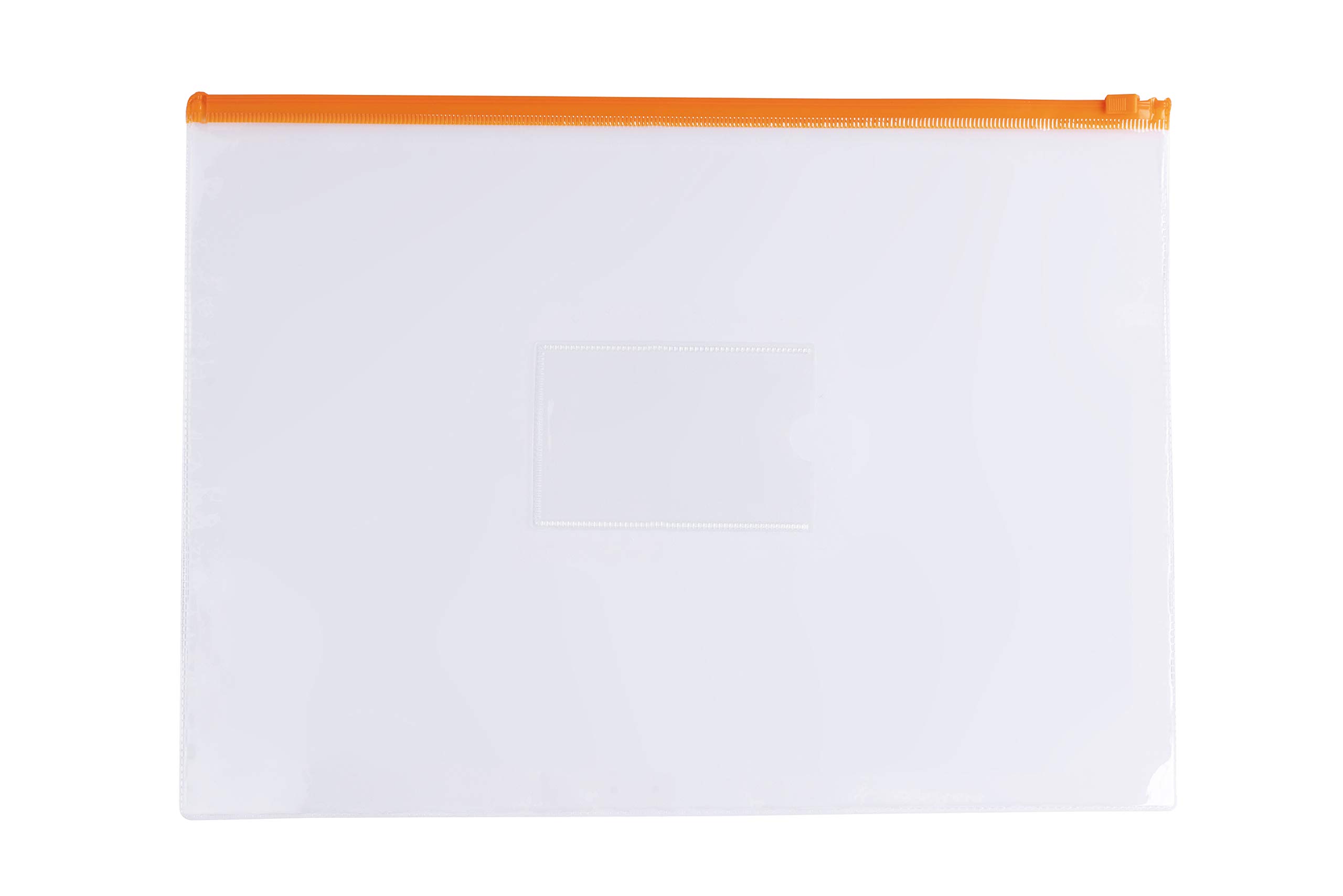 Pack of 12 A6 Clear Zippy Bags with Orange Zip