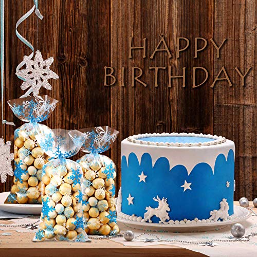 Blulu 100 Pcs Snowflake Cello Bags