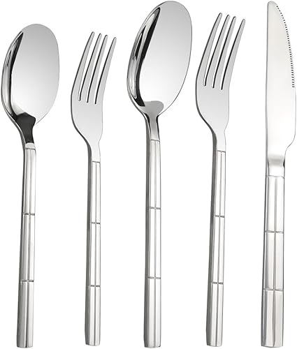 Cubiertos de acero inoxidable de 30 piezas, servicio para 6