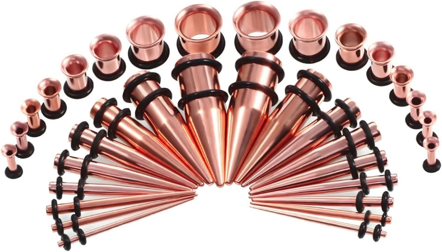 Daesar 36PCS Tunnel Gauges, 14G-00G Ear Gauges 1.6mm-10mm Hoop Cone Ear Piercing Set Stainless Steel Tunnels for Ears Piercing Jewelry