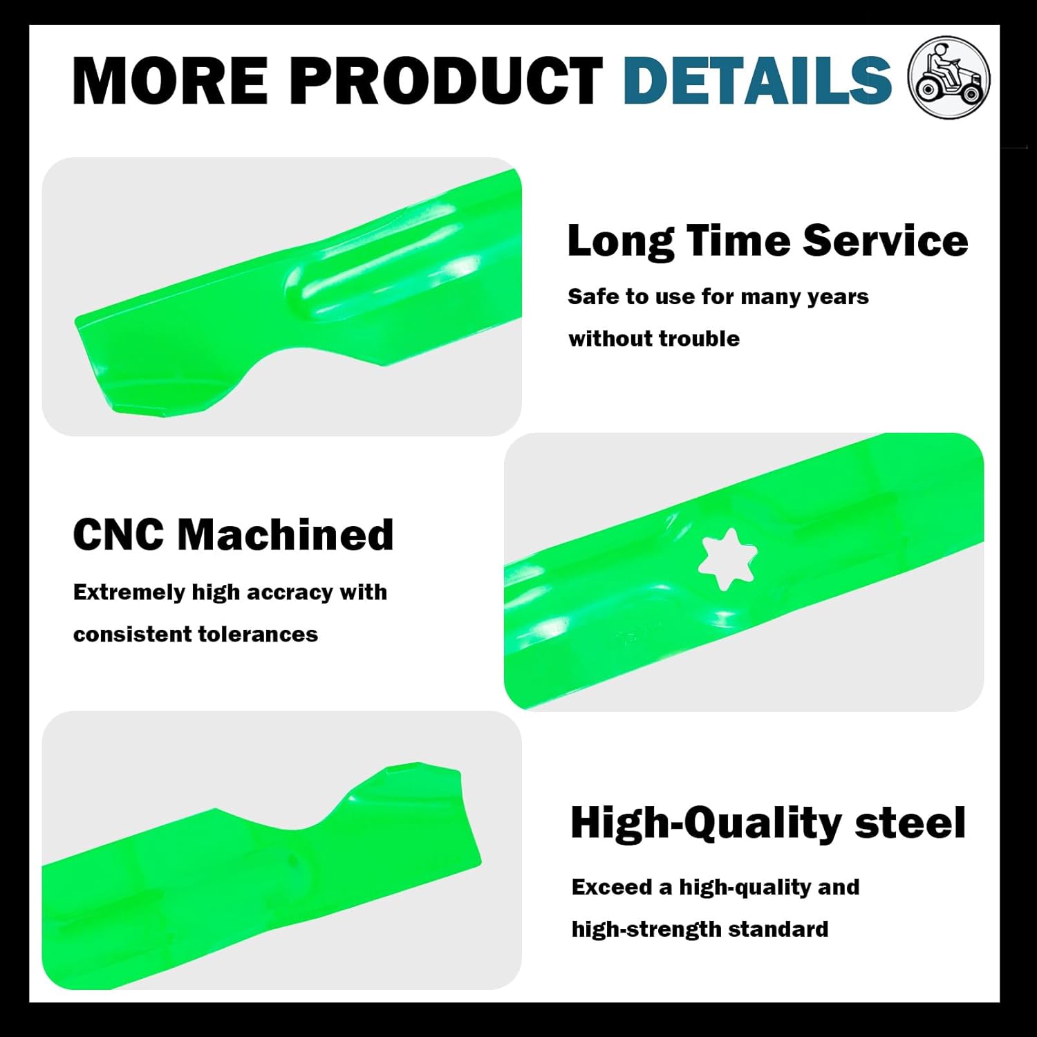 50'' Deck Mower High Lift Blades (942-04053C 742-04053 942-04053B 942-04056C T oro 112-0316) Fits M TD T Roy-Bilt Cub Ca det LTX1050 LT1050 RZT50r Mower (3 PCS)