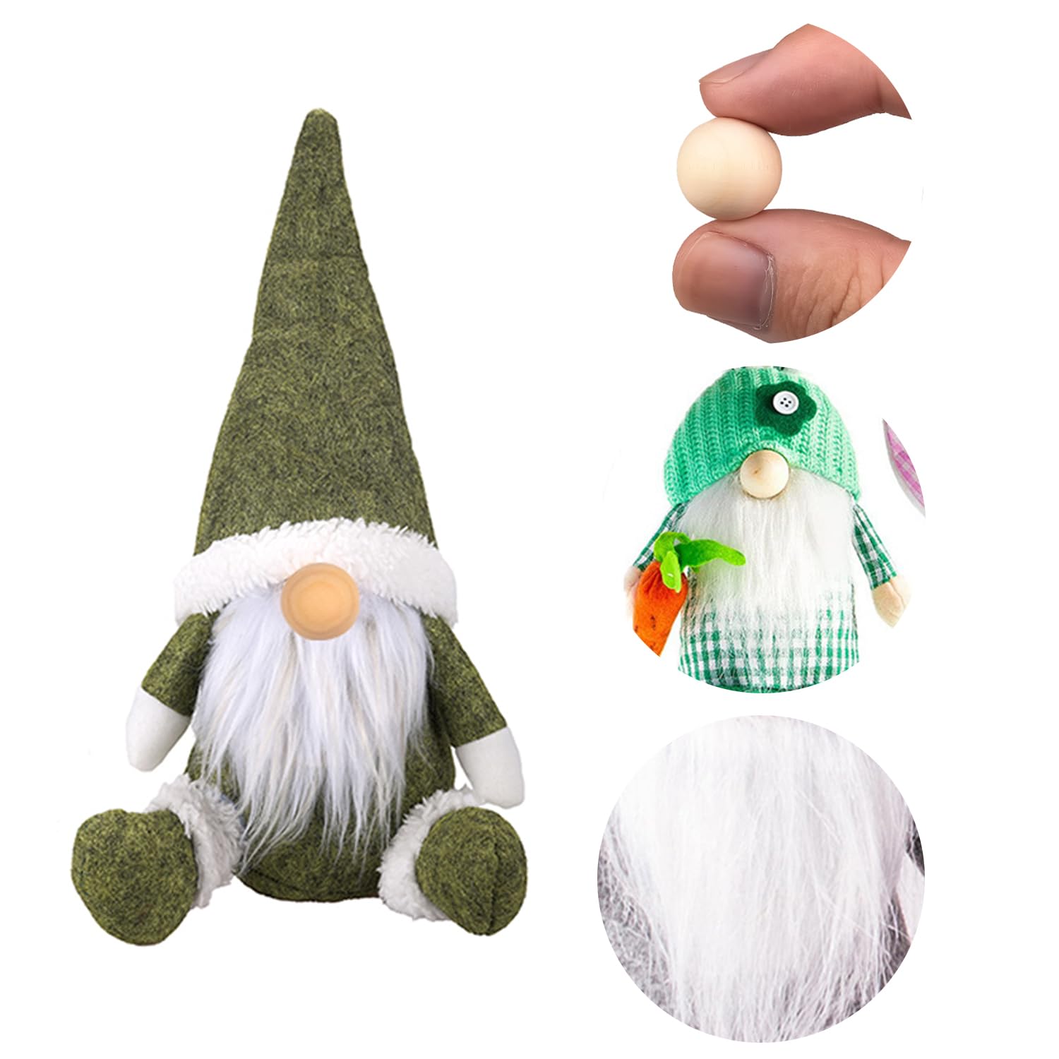 Bohue 6 PCS DIY Handmade Gnome Beard with 6 PCS Small Unfinished Wooden Balls Handmade Crafts Accessories for Christmas(White) - Image 3
