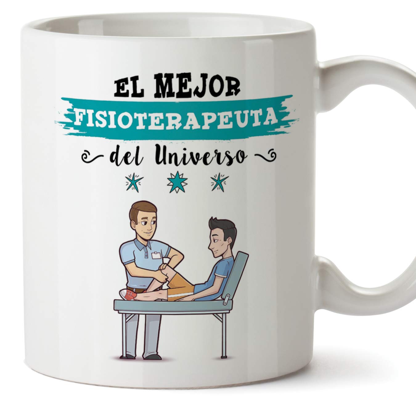 (Mug in Spanish) Physiotherapist Original cups of coffee and breakfast to give to professional workers - This cup belongs to the best Physiotherapist of the universe - Ceramic 350 ml — image 1
