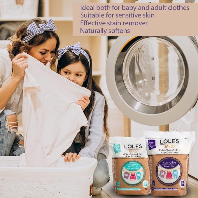 LOLE'S Natural Granule Soap for Laundry - Lavender (1000g). Plant Based, Eco Friendly, Natural Ingredients. Suitable for Newborn and Baby clothes. Vegan Friendly