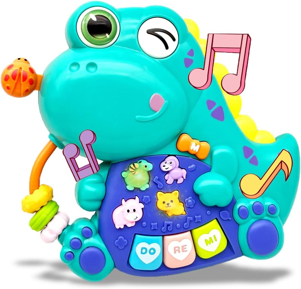 Baby Musical Toys for 1 Year Old Boys and Girls, Piano Keyboard Light Up Musical Toys for Toddlers 1-3 , Early Learning Educational Infant Toys Gifts for 12-18 Months (Dinosaur)