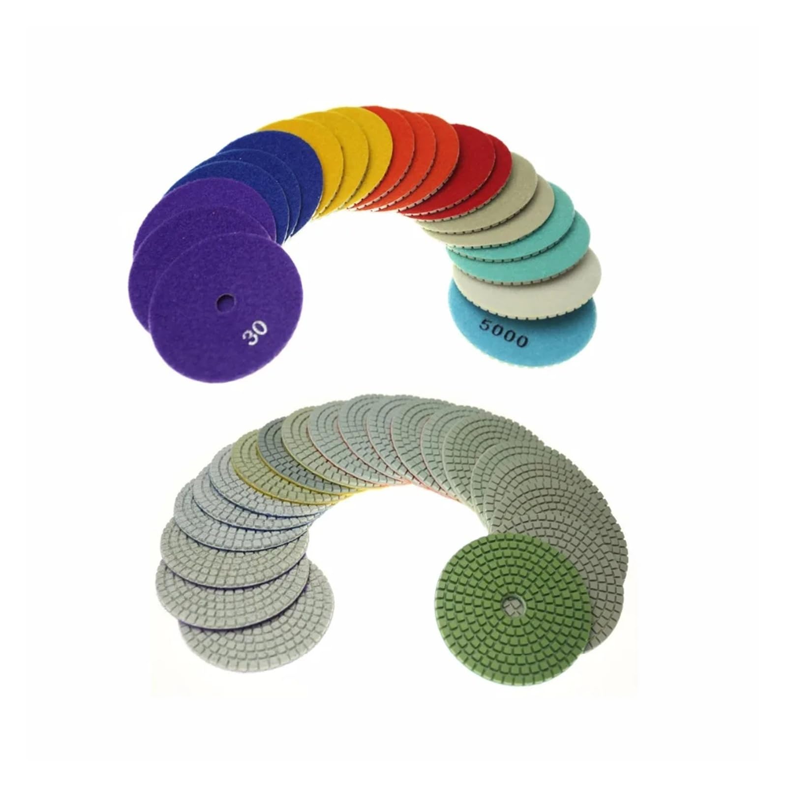 20 sztuk diamentowych, elastycznych, polerskich na mokro padów o średnicy 100 mm i powierzchni P30 do P5000 do marmuru, kamienia i płytek ceramicznych(P800)