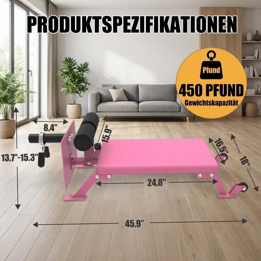 Banco de curl nórdico ajustable, Nordic Hamstring Trainer Heavy Duty, banco nórdico con marco de acero, ruedas y acolchado grueso, soporta hasta 204 kg, para discos de pesas de 25 mm y 50 mm, gimnasio