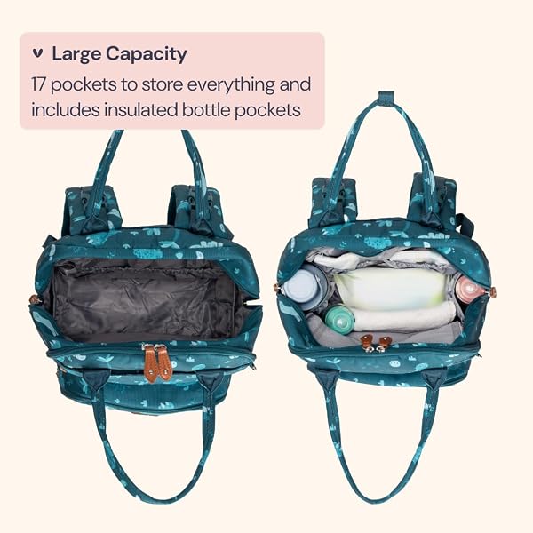 BabbleRoo Baby Changing Bag Backpack, Nappy Changing Back Pack Diaper Bags with Changing Mat & Pacifier Holder for Mom & Dad - 3