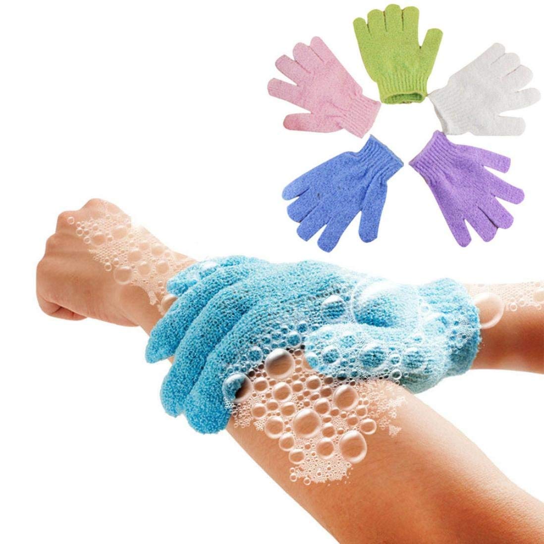 Right Products 2 Pair Bath Gloves Spa Massage Body Scrubber Cleaner | Exfoliating Polyester Pouf Scrubber Sponge Pad Mitt Glove | Body Scrubbing Gloves 2