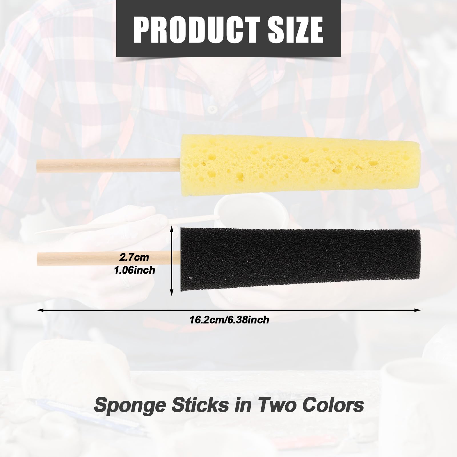 4pcs Pottery Sponge Tool, Ceramic Clay Sponge Stick in 2-Density for Pottery Ceramic Clay Shaping Trimming(Black & Yellow)