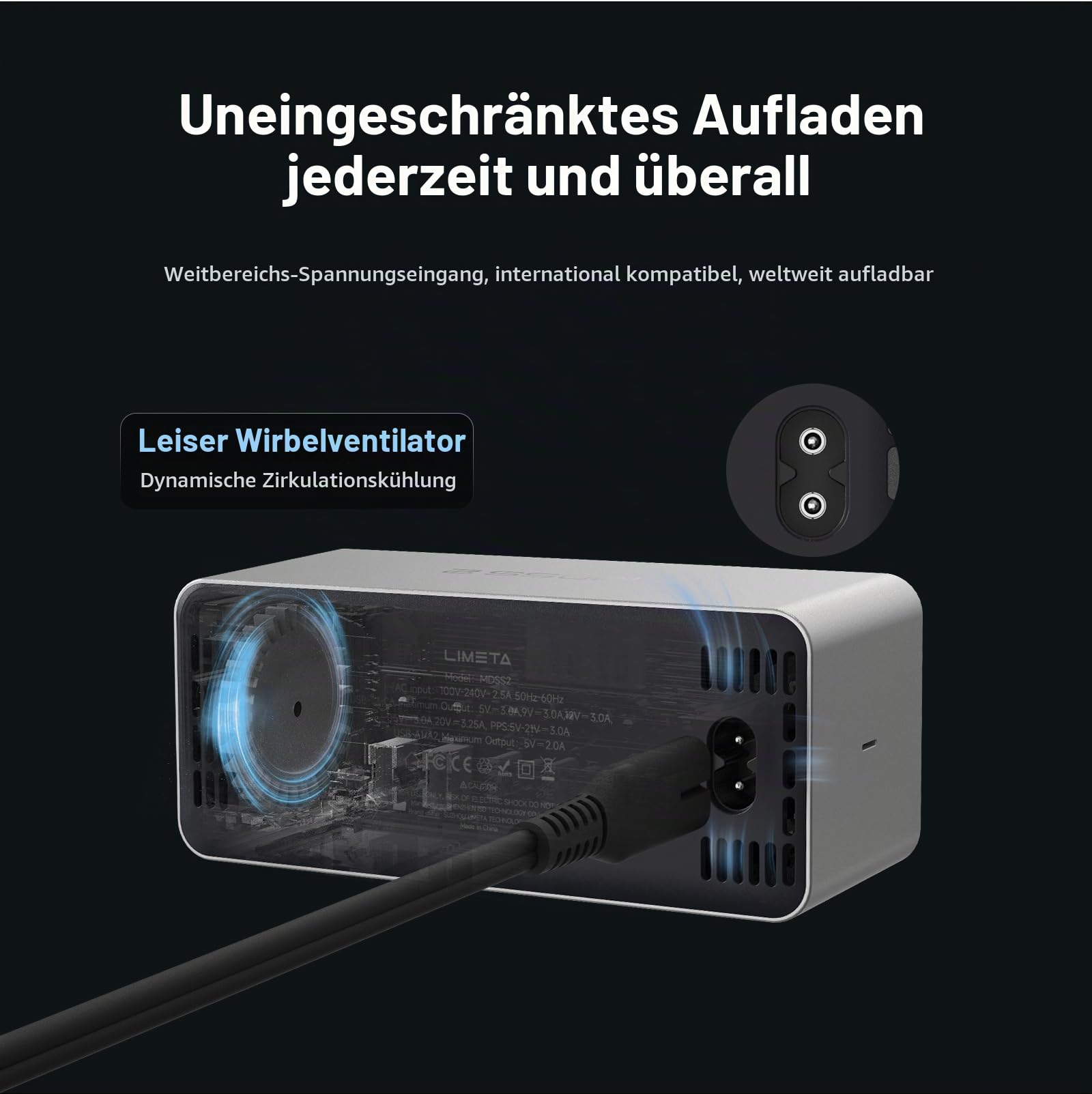LIMETA MDSS2 200W USB C Ladegerät,8 in 1 Desktop Charging Station mit 6×65W USB-C+2 USB-A Mehrfach Schnellladegerät, mit Wecker und Zeitgesteuerter Ladefunktion &APP Steuerung,für MacBook iPad iPhone