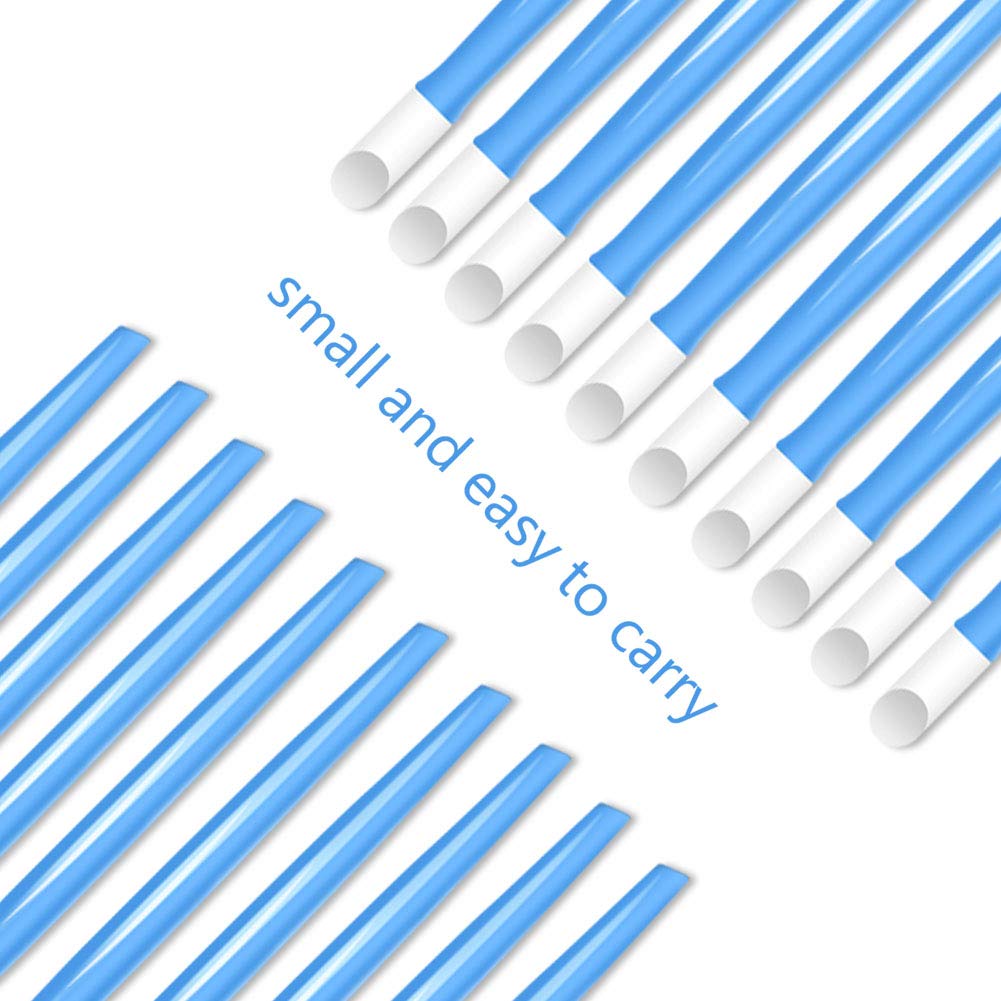 Laza 100 Pcs Plastic Handle Cuticle Pusher Rubber Tipped Nail Cleaner Tools for Men and Women - Blue