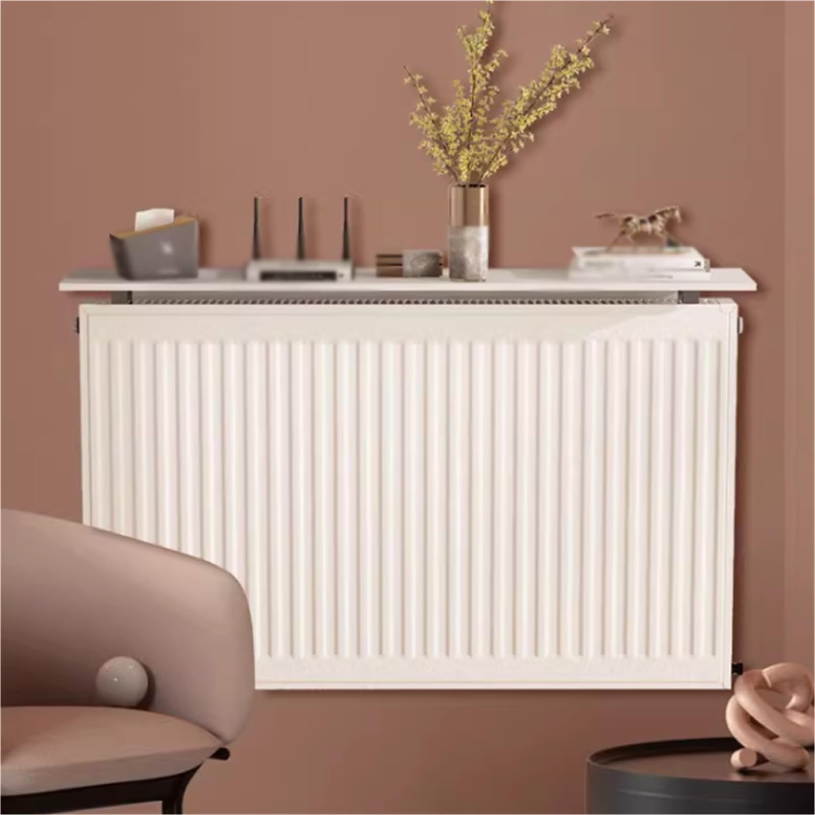 Étagère de radiateur en fer moderne noire de 100 x 15 cm pour salon