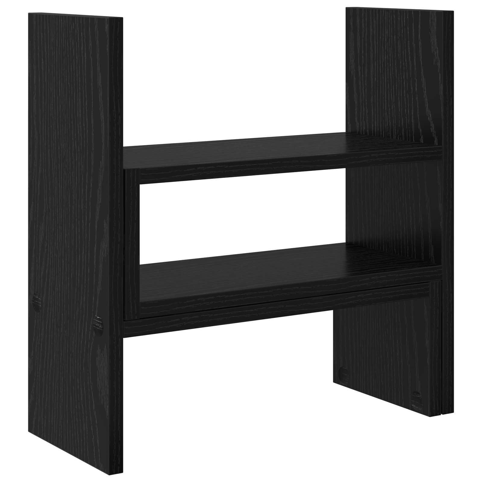 Soporte de escritorio para monitor de madera, aspecto de roble negro, 40 x 17 x 41 cm, con estante y soporte para PC y portátil, ergonómico, ahorra espacio, para oficina en casa, juegos