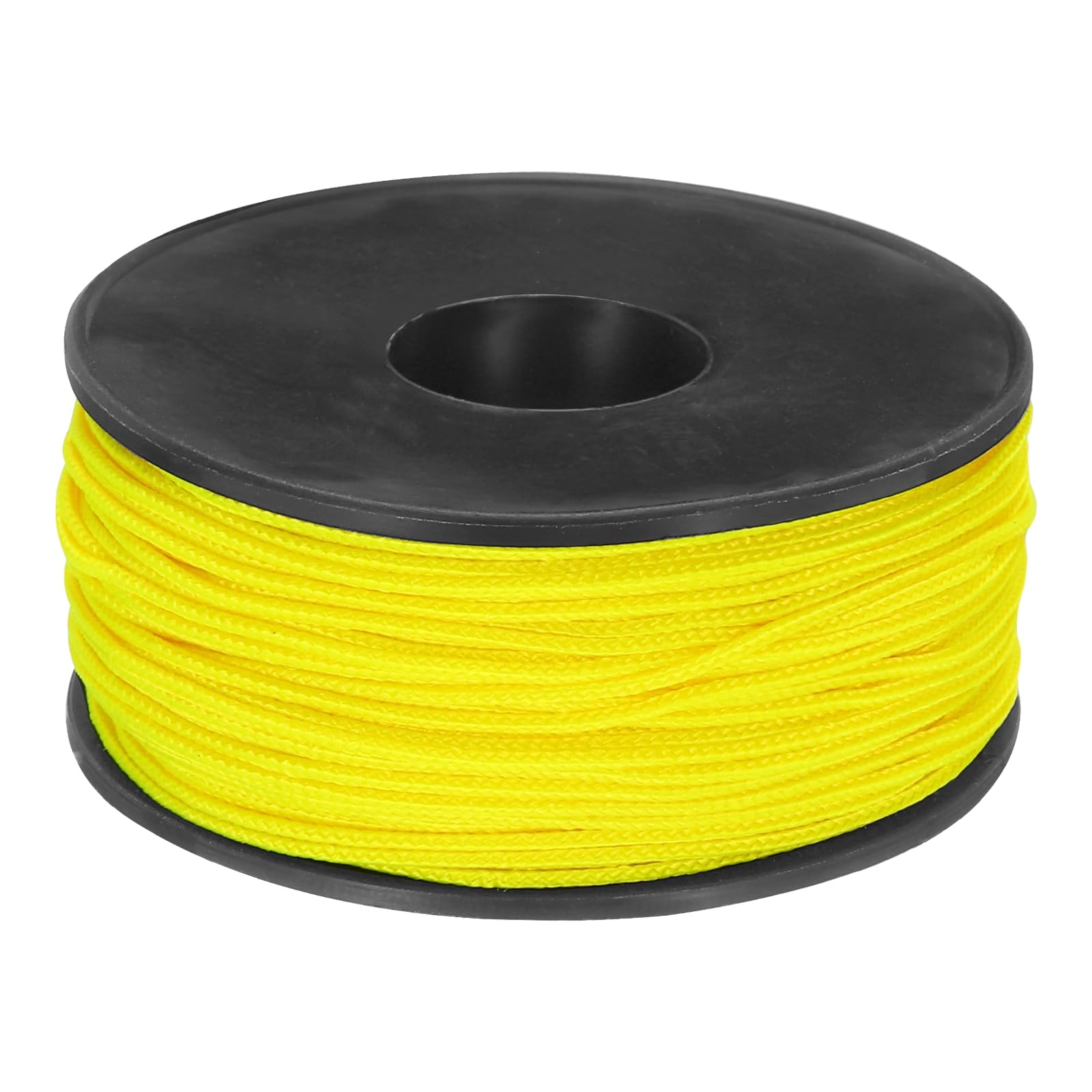 Mikro Paracord 1,18 mm x 50 metrów sznurek 45 kg poliestrowy spleciony mocny sznurek ze szpulą [do wędrówek, ćwiczeń, namiotu, projektów DIY] - cytrynowo żółty