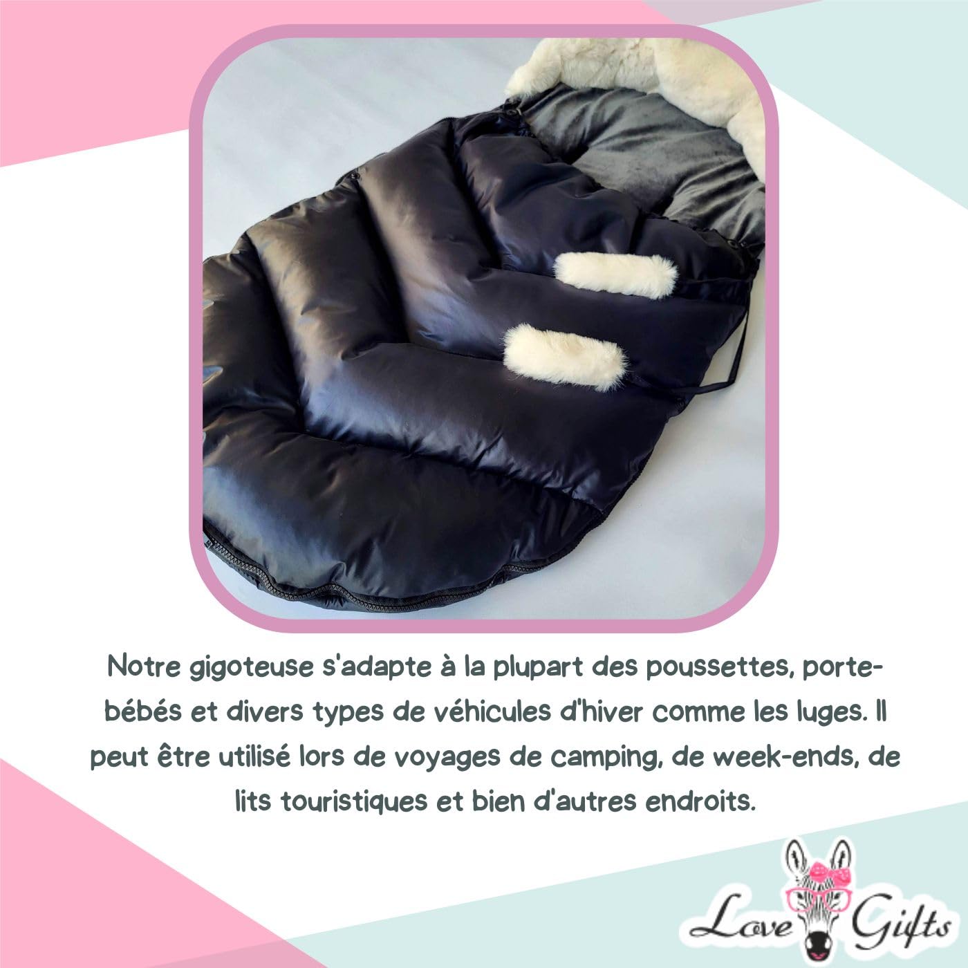 Love Gifts® Chancelière universelle pour poussette, imperméable et respirante, coque bébé, nacelle et buggy – Chancelière d'hiver en polaire douillette et fausse fourrure pour bébé avec capuche, beige