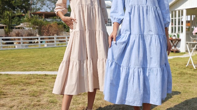 long sleeve dress pick up in store Women's Single-Button Stand-Up Collar Long-Sleeve Dress Outlets