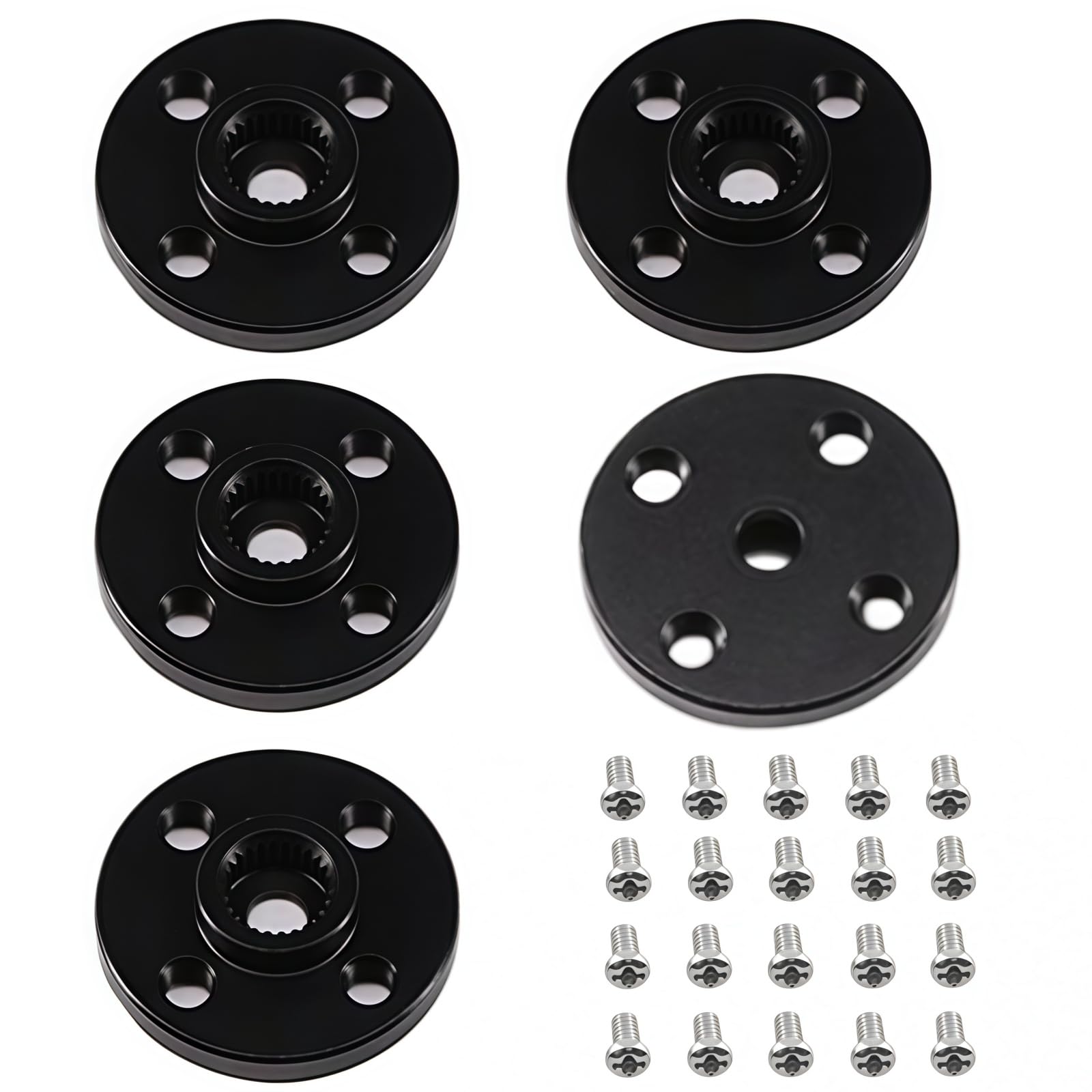 MiJunHD 5Pcs Metal 25T Servo Horn Round Shaped Aluminum Alloy Servo Arm Horn Servo Disc with Screw RC Car DIY Robot MG995 MG996R CNC Standard Kit (Black)