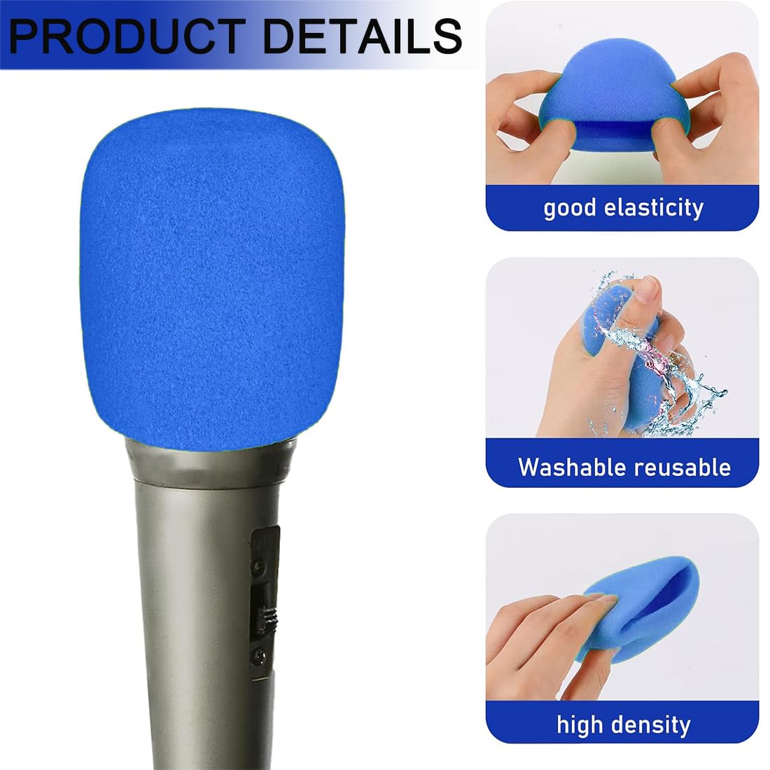 Set Di 8 Coperture In Schiuma Per Microfono - Antivento, Antipolvere, 8 Colori, Diametro 38 Mm - Foto 10