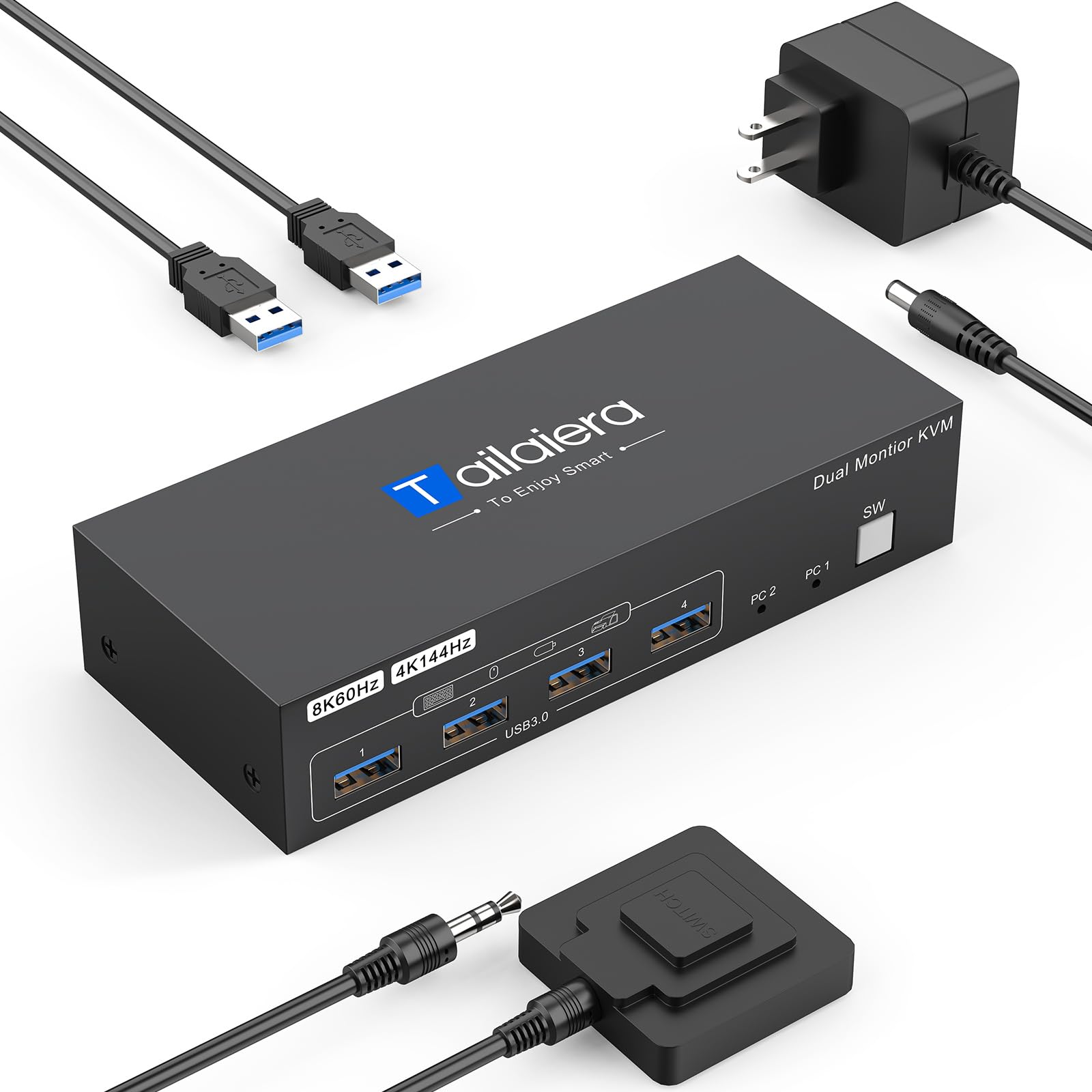 Amazon.co.jp: 8K HDMI KVMスイッチ、2x2デュアルモニター、ブラック