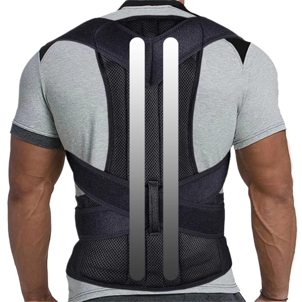 Corrector de postura con descompresión de cuello y hombros mediante soporte lumbar total