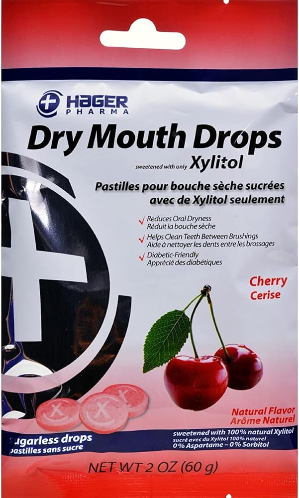 Hager Pharma Dry Mouth Drops with Xylitol, Cherry 2 oz ( Pack of 3)